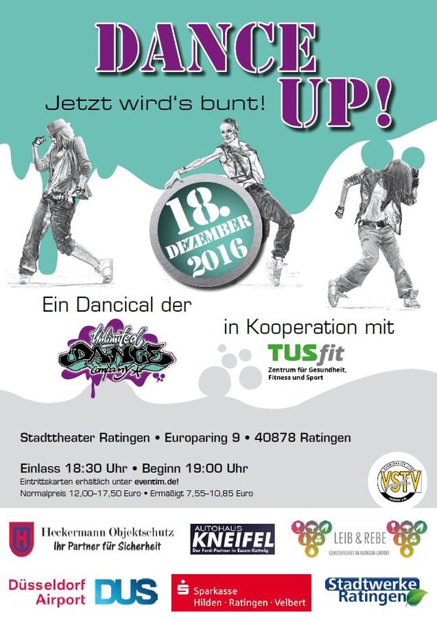 Plakat f&uuml;r die Tanzveranstaltung "Dance Up!" am 18. Dezember 2016 im Stadttheater Ratingen.