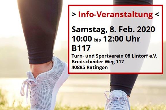 Info-Veranstaltung zu Sport mit Lip&ouml;dem am 8. Februar 2020, 10:00 bis 12:00 Uhr, Turn- und Sportverein 08 Lintorf.