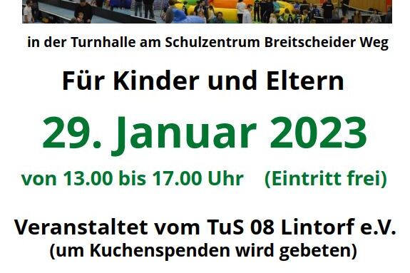 Plakat f&uuml;r das 31. Hallenspielest am 29. Januar 2023, mit Informationen zu Zeit, Ort und Veranstalter.