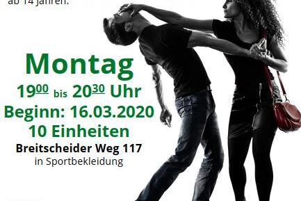 Sonderkurs-Werbung f&uuml;r Wing-Tsun: Zwei Personen zeigen Selbstverteidigungstechniken auf einem auff&auml;lligen Plakat.