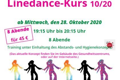 Plakatank&uuml;ndigung f&uuml;r einen neuen Linedance-Kurs ab dem 28. Oktober 2020 mit Infos zu Terminen und Anmeldung.