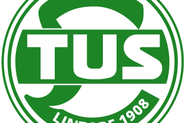 Logo des TuS Lintorf 1908, grüne und weiße Farben mit stilisiertem „S“ und „TUS“ in der Mitte des Designs.