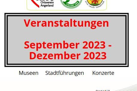 Plakat f&uuml;r Veranstaltungen des TuS 08 Lintorf von September bis Dezember 2023 mit Logos und Kontaktdaten.