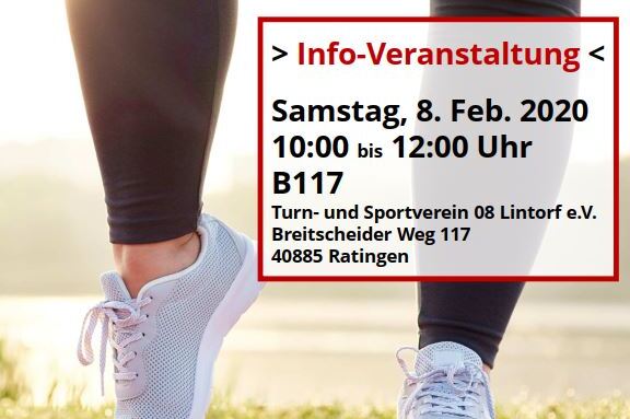 Info-Veranstaltung zu Sport mit Lip&ouml;dem am 8. Februar 2020, 10:00 bis 12:00 Uhr, Turn- und Sportverein 08 Lintorf.