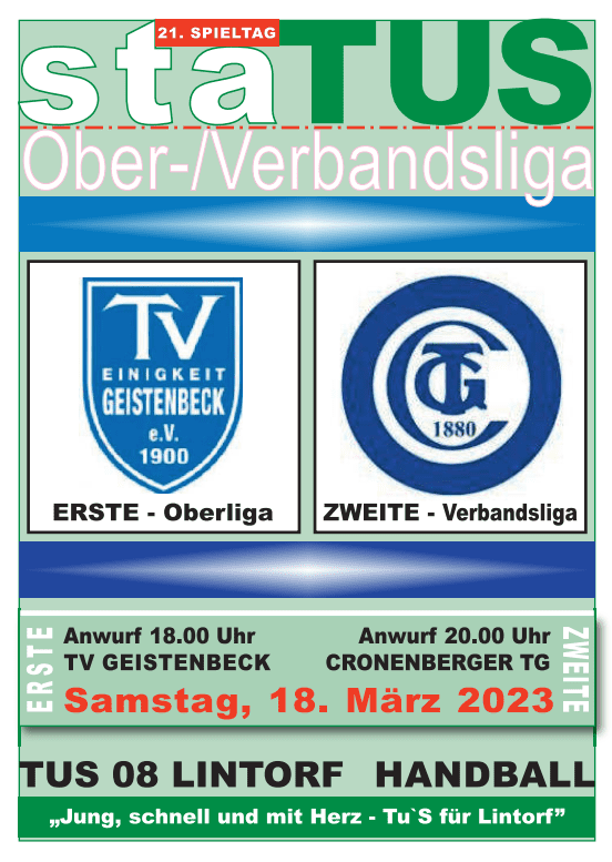 Plakat mit Informationen zum 21. Spieltag der Ober- und Verbandsliga, einschlie&szlig;lich Ansto&szlig;zeiten und Teams.
