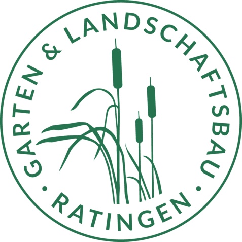 Logo f&uuml;r Garten- und Landschaftsbau in Ratingen mit stilisierten Schilfrohren in der Mitte.