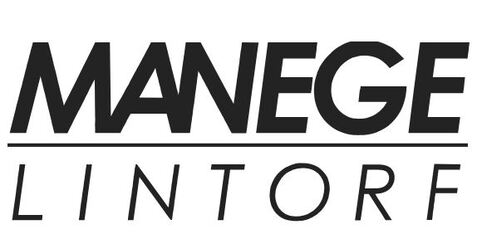 Logo der Manege Lintorf in stilisierter Schrift mit markanter Schriftart und klaren Linien.