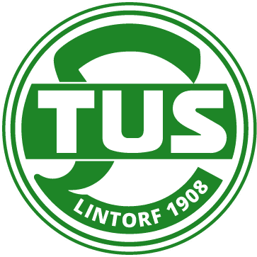 Logo des TuS Lintorf 1908 in Gr&uuml;n und Wei&szlig;, mit stilisiertem &bdquo;S&ldquo; und dem Vereinsnamen in der Mitte.