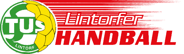 Logo des TuS Lintorfer Handball mit einem Handball und den Schriftz&uuml;gen "TuS Lintorf" und "HANDBALL".