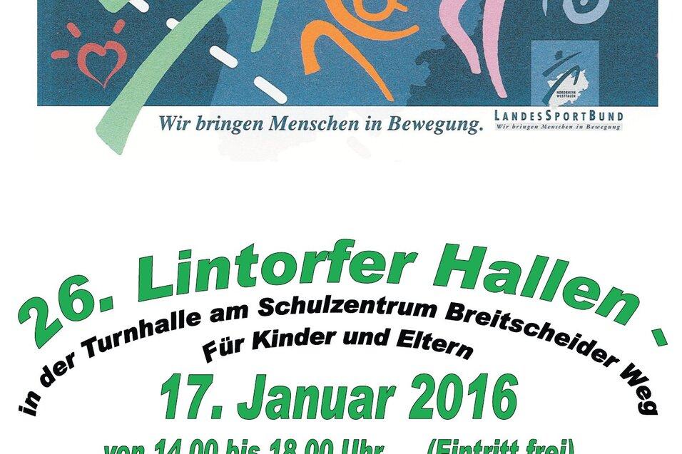 Plakat f&uuml;r das 26. Hallenspielanfest, 17. Januar 2016, inklusive Infos zu Ort, Uhrzeit und Veranstaltungshighlights.