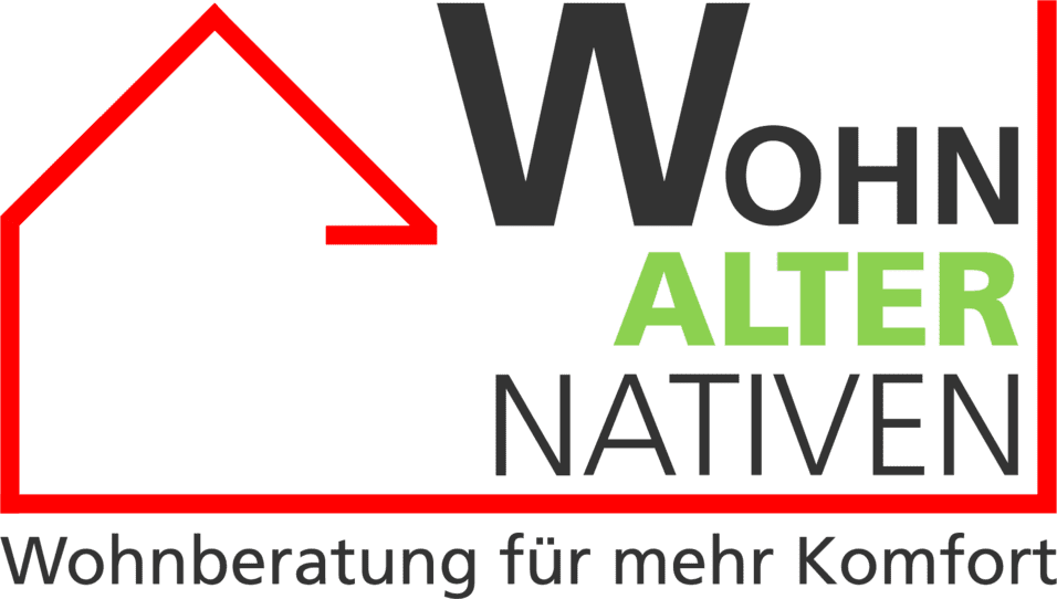Logo von "Wohnalternativen" mit einem Haus-Symbol und dem Slogan "Wohnberatung für mehr Komfort".