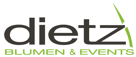 Logo von Dietz Blumen & Events, bestehend aus dem Schriftzug in Schwarz und Gr&uuml;n.