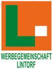 Logo der Werbegemeinschaft Lintorf mit einem orangefarbenen Hintergrund und einem gro&szlig;en gr&uuml;nen &bdquo;L&ldquo; sowie einem wei&szlig;en Quadrat.