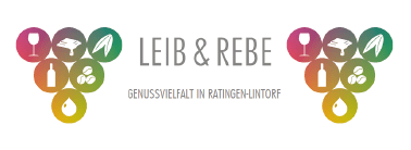 Logo von "Leib & Rebe", bestehend aus stilisierten Weintrauben, mit dem Schriftzug und Beschreibung darunter.